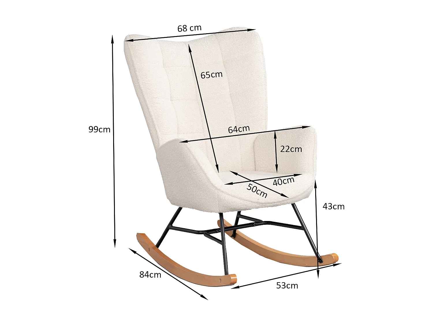 Fauteuil à bascule rocking chair scandinave en bouclette,Funkel