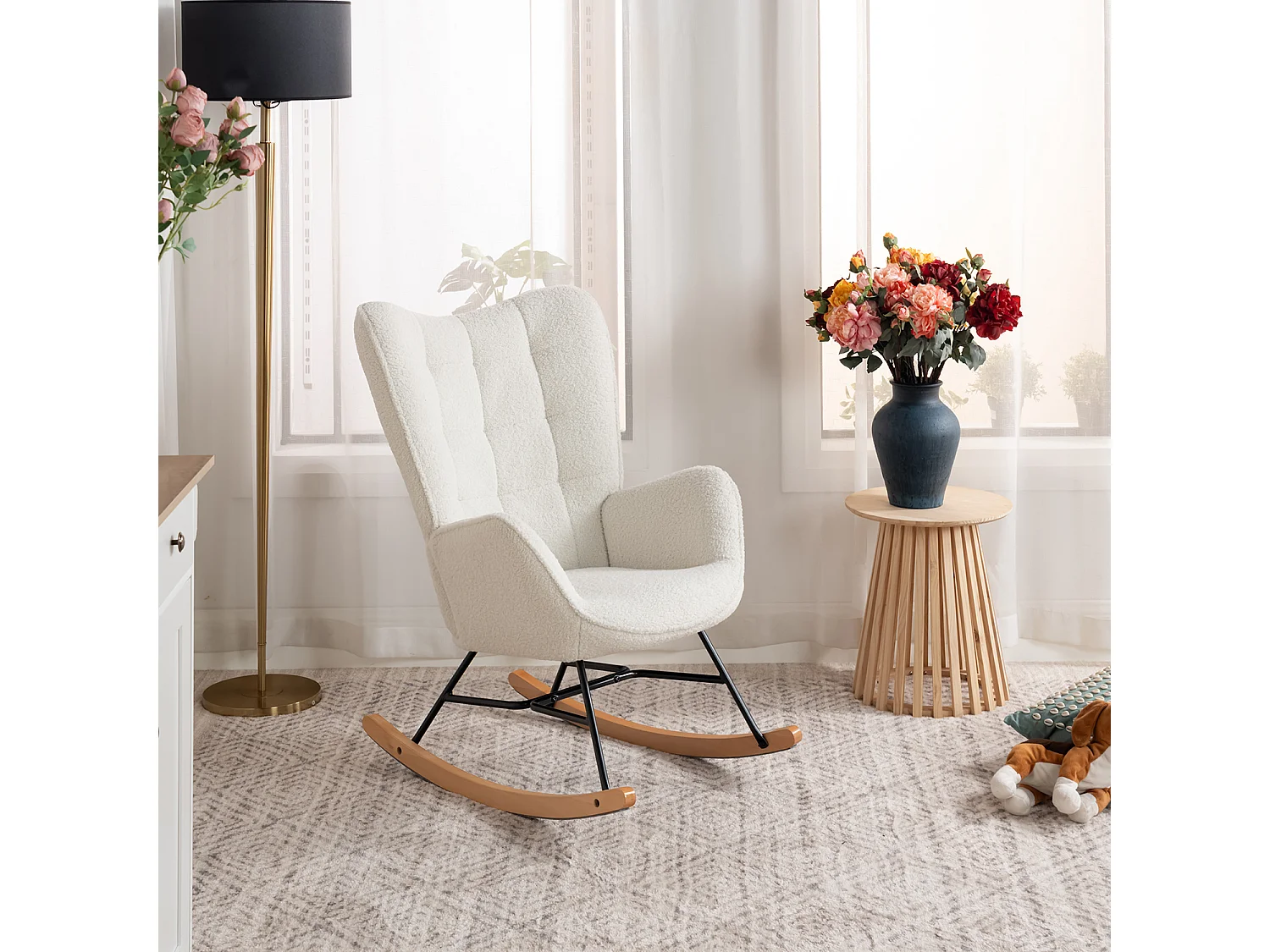 Fauteuil à bascule rocking chair scandinave en bouclette,Funkel