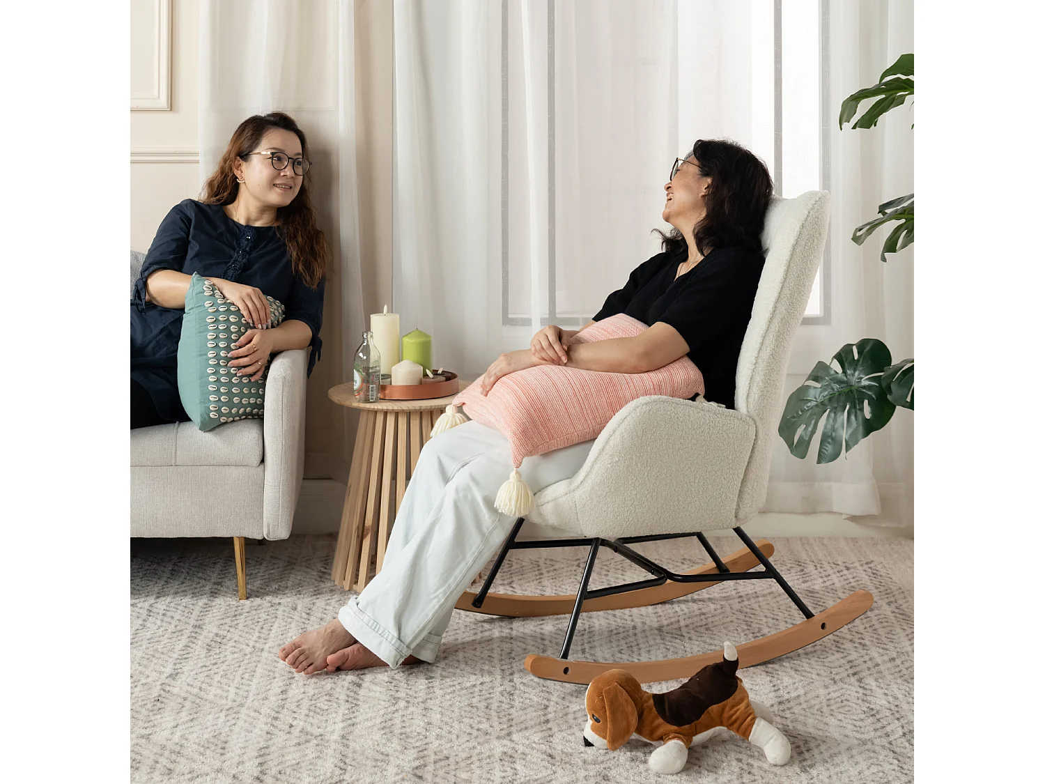 Fauteuil à bascule rocking chair scandinave en bouclette,Funkel