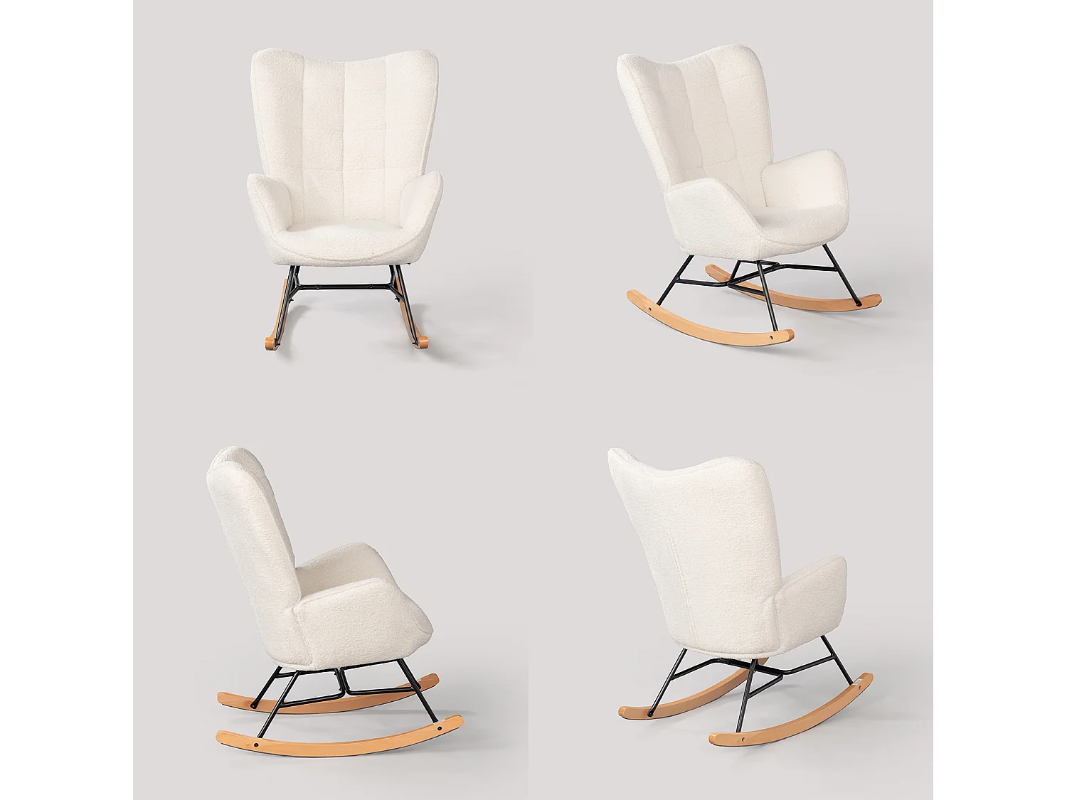 Fauteuil à bascule rocking chair scandinave en bouclette,Funkel