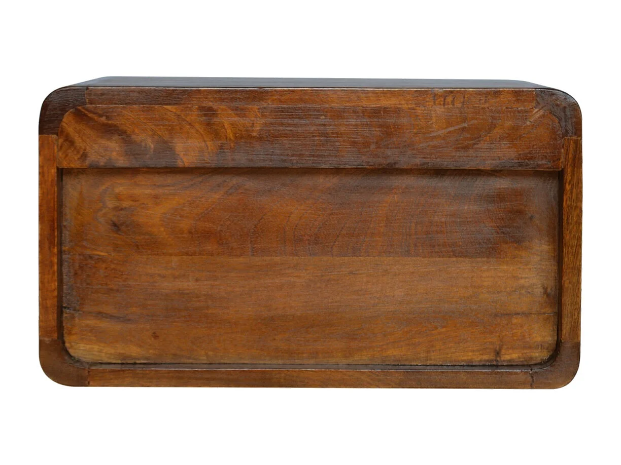 Artisan Furniture Madera Sólida Mesita Flotante Castaño con Diseño Curvado y Ranura Abierta, Mesita de Noche