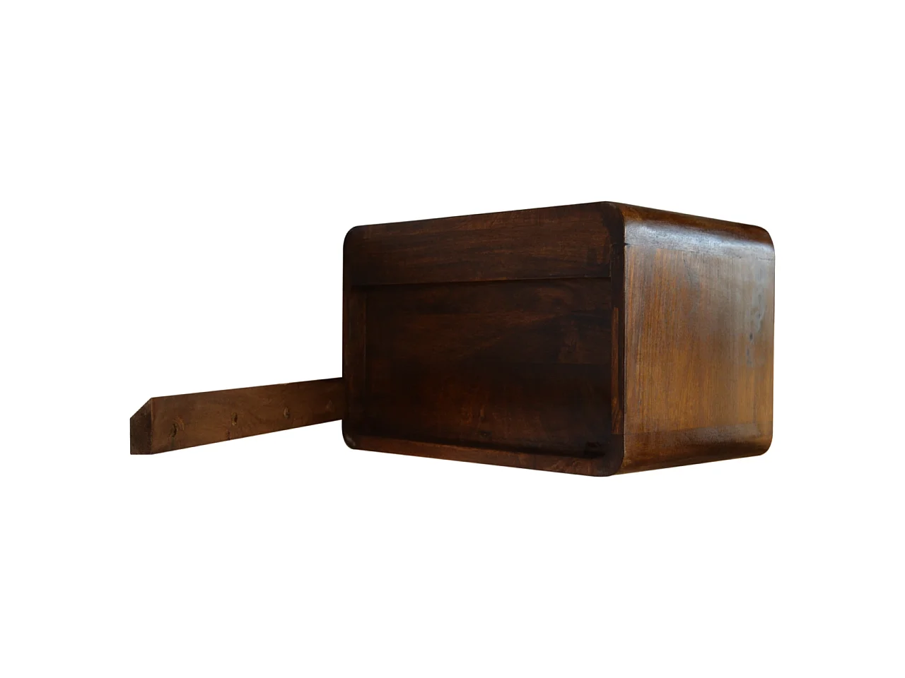 Gebogener Hänge-Nachttisch von Artisan Furniture aus massivem Kastanienholz, 1 Schublade, braun.
