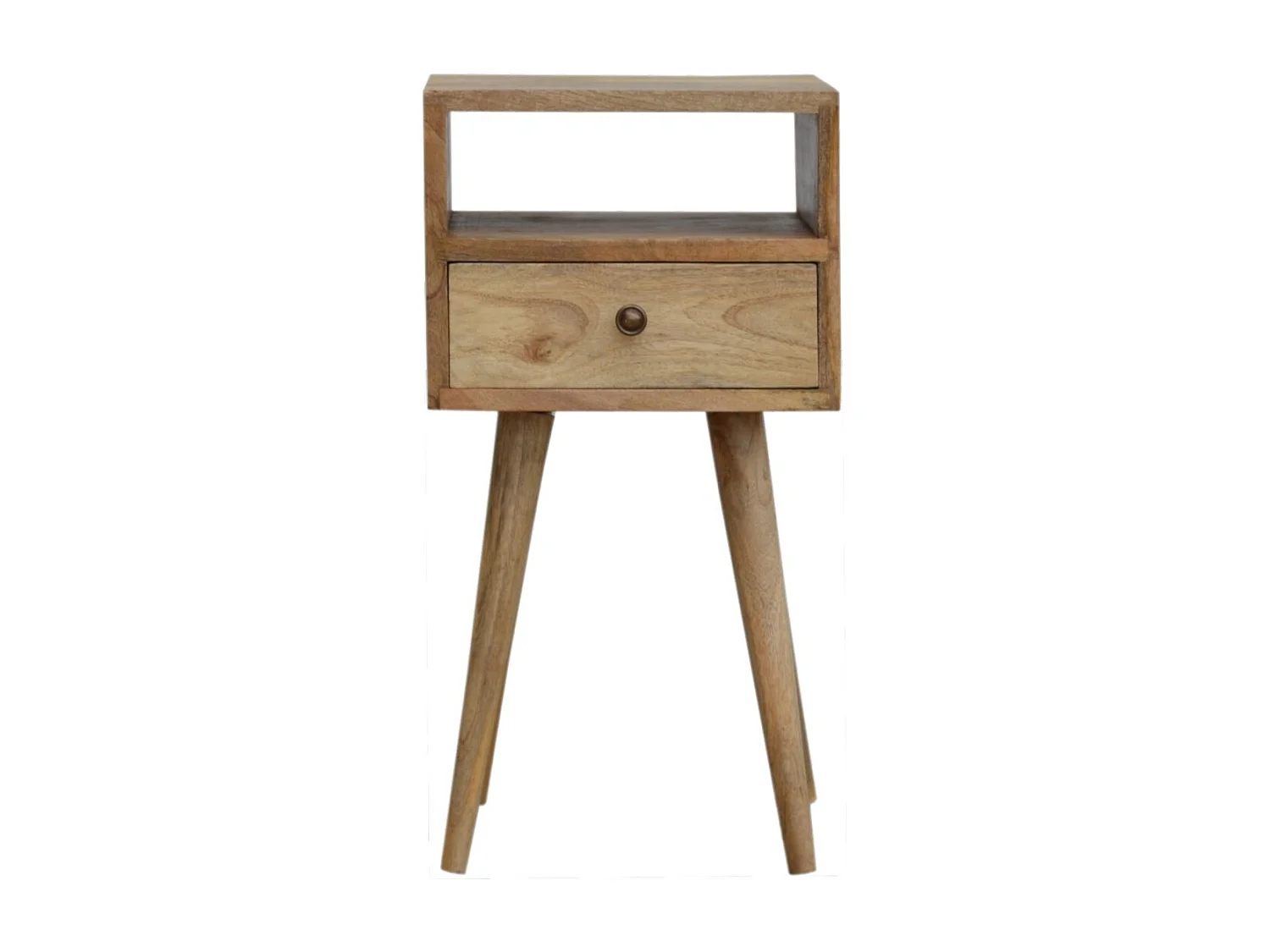 Table de chevet circulaire Mini Oak-ish Artisan Furniture, 1 tiroir, marron