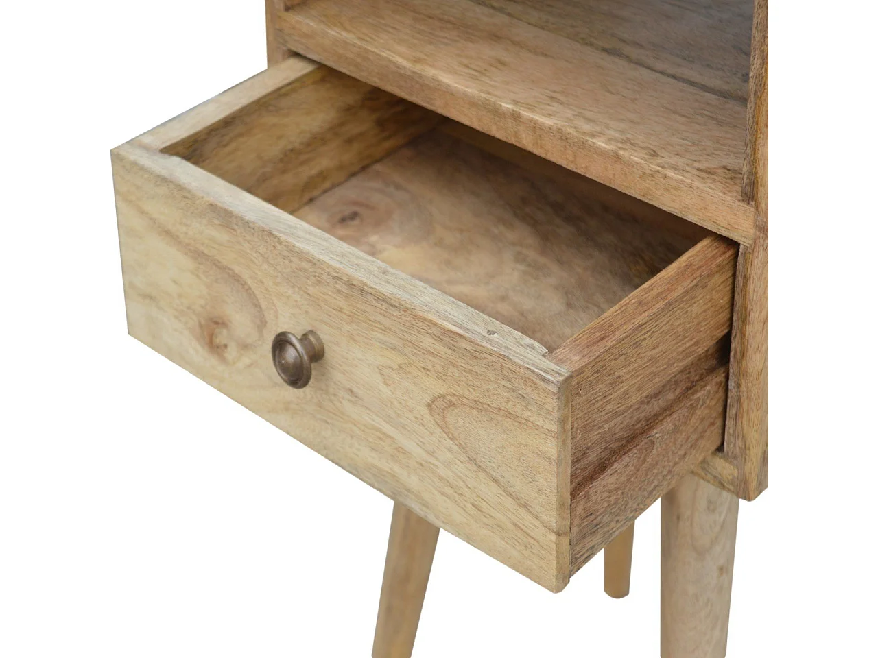 Table de chevet circulaire Mini Oak-ish Artisan Furniture, 1 tiroir, marron