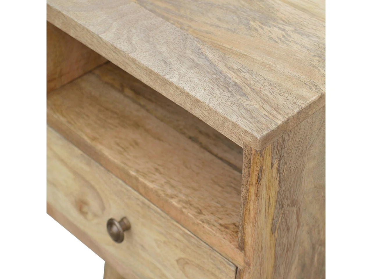 Table de chevet circulaire Mini Oak-ish Artisan Furniture, 1 tiroir, marron