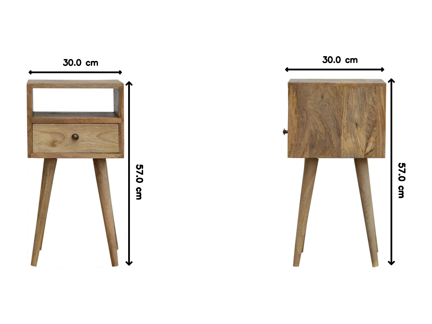 Table de chevet circulaire Mini Oak-ish Artisan Furniture, 1 tiroir, marron