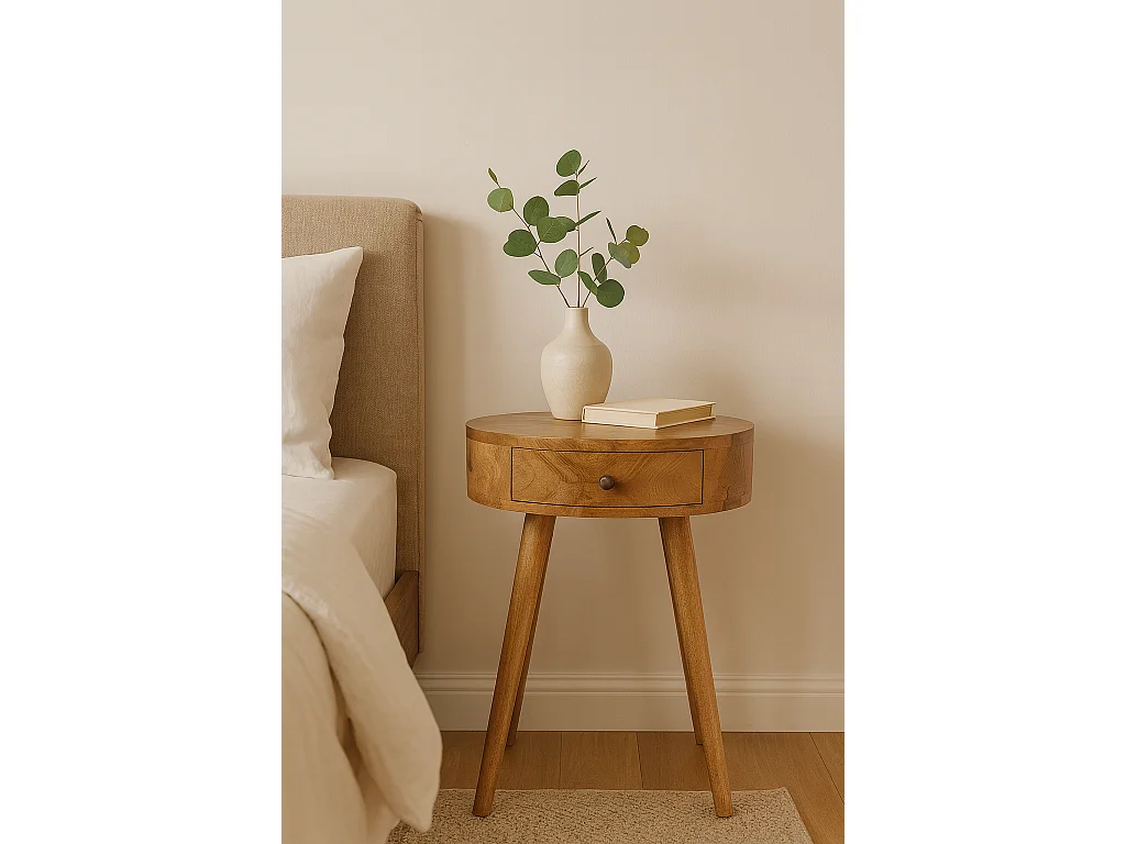Nordic circular bedside table.