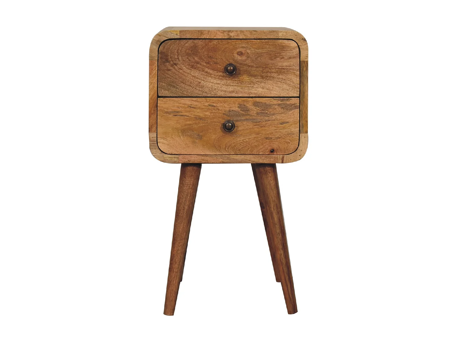 Mini Table de Nuit Courbée en Chêne-Style