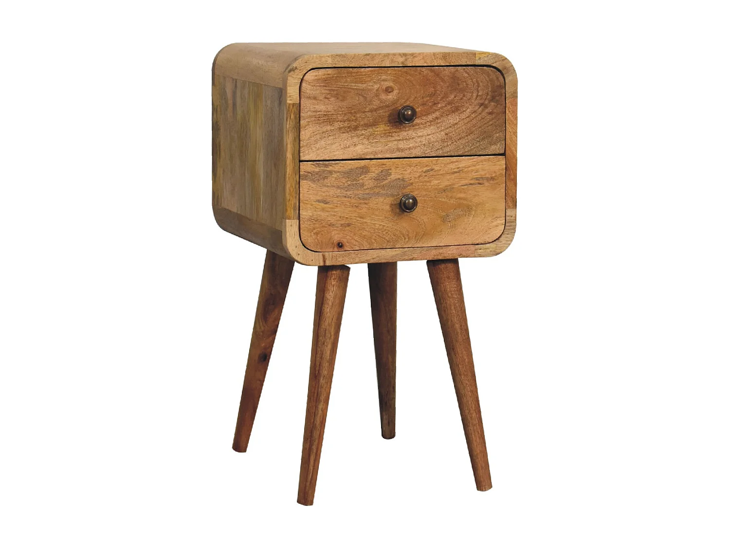 Mini Table de Nuit Courbée en Chêne-Style