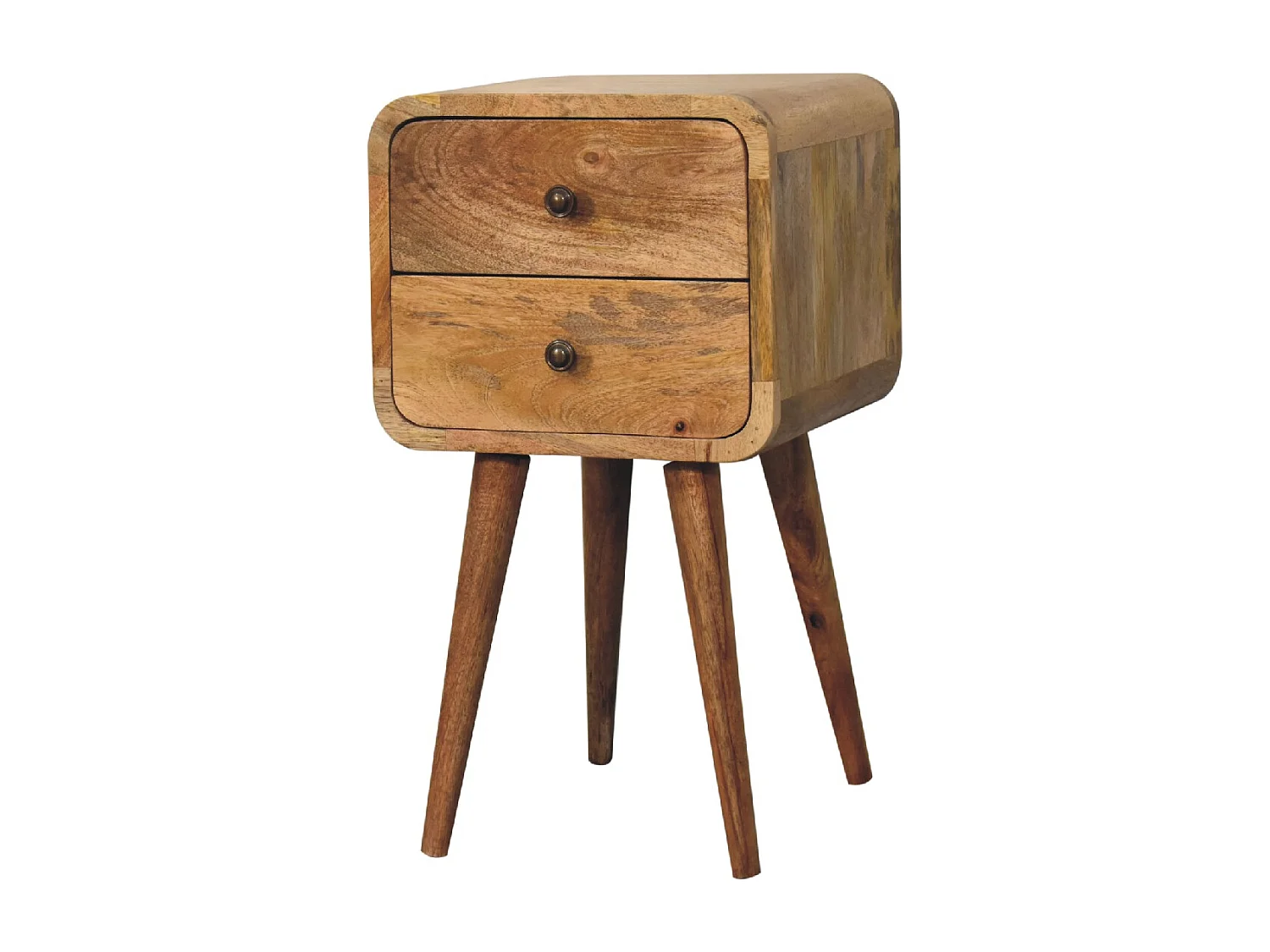 Mini Table de Nuit Courbée en Chêne-Style
