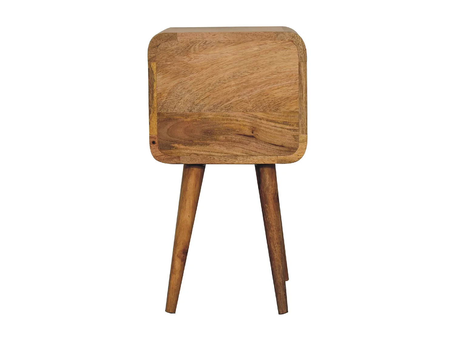 Mini Table de Nuit Courbée en Chêne-Style