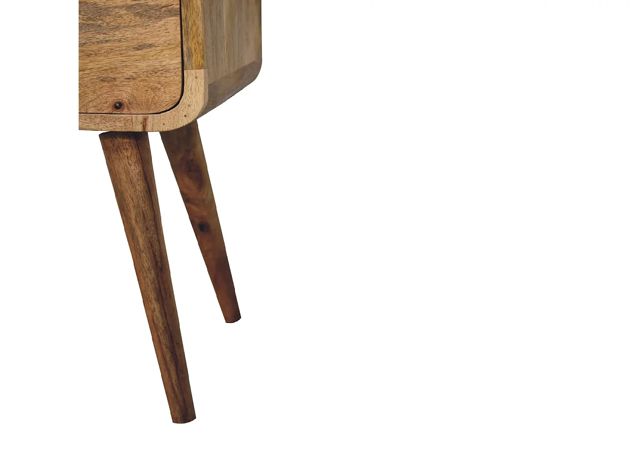 Mini-Nachttisch von Artisan Furniture aus Massivholz mit heller Eichenoberfläche, 2 Schubladen, beige Farbe.