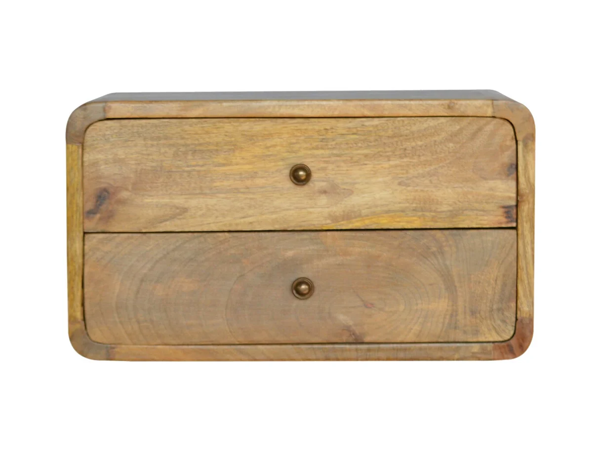 Artisan Furniture Comodino Galleggiante in Legno Massello Tipo Quercia con 2 Cassetti, Comodino da Camera