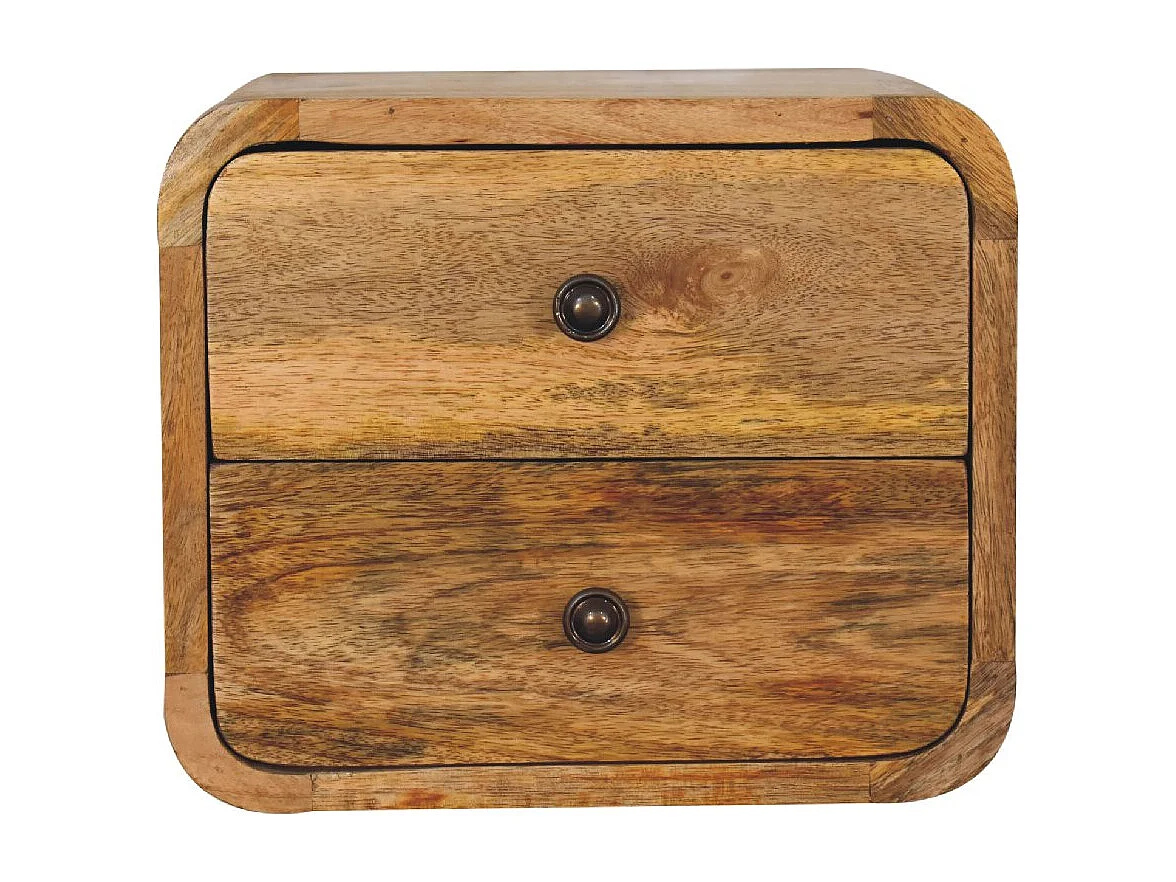 Artisan Furniture Dębowa mini wisząca szafka nocna z zakrzywionym wzorem, sypialnia