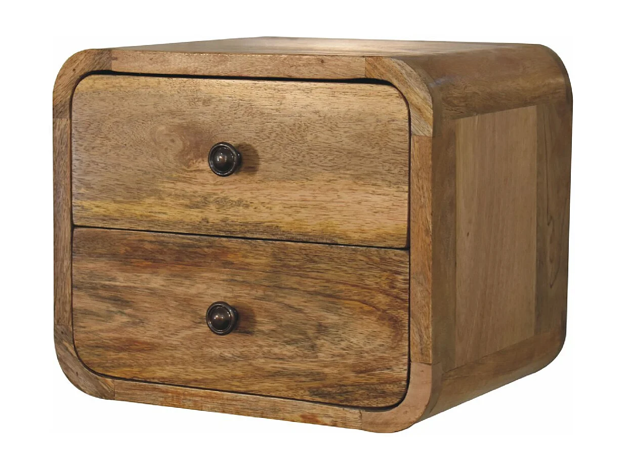 Artisan Furniture Dębowa mini wisząca szafka nocna z zakrzywionym wzorem, sypialnia