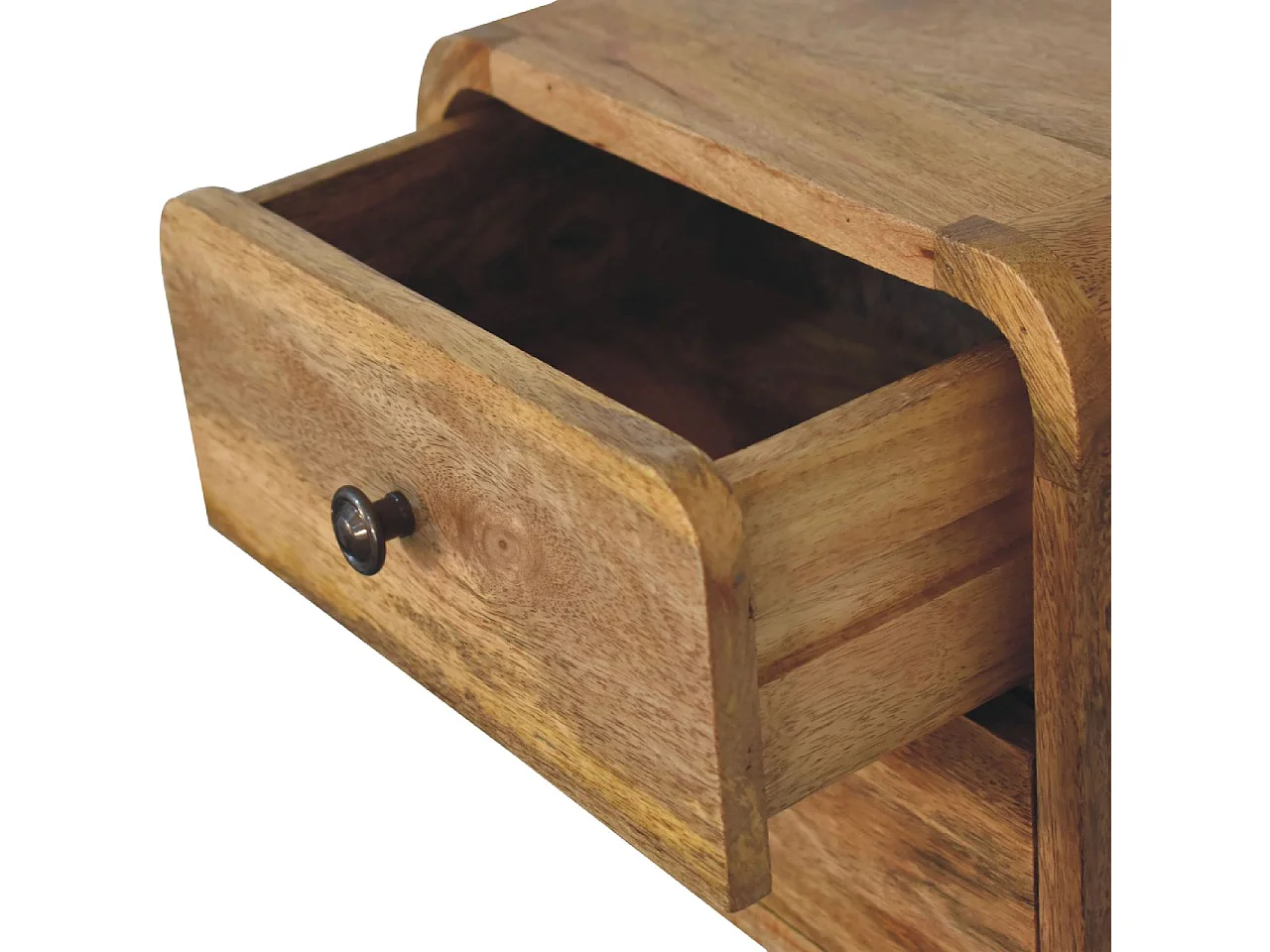 Artisan Furniture Dębowa mini wisząca szafka nocna z zakrzywionym wzorem, sypialnia