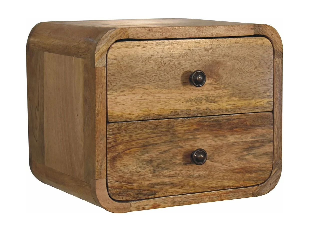 Artisan Furniture Dębowa mini wisząca szafka nocna z zakrzywionym wzorem, sypialnia