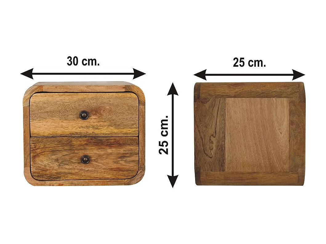 Artisan Furniture Dębowa mini wisząca szafka nocna z zakrzywionym wzorem, sypialnia