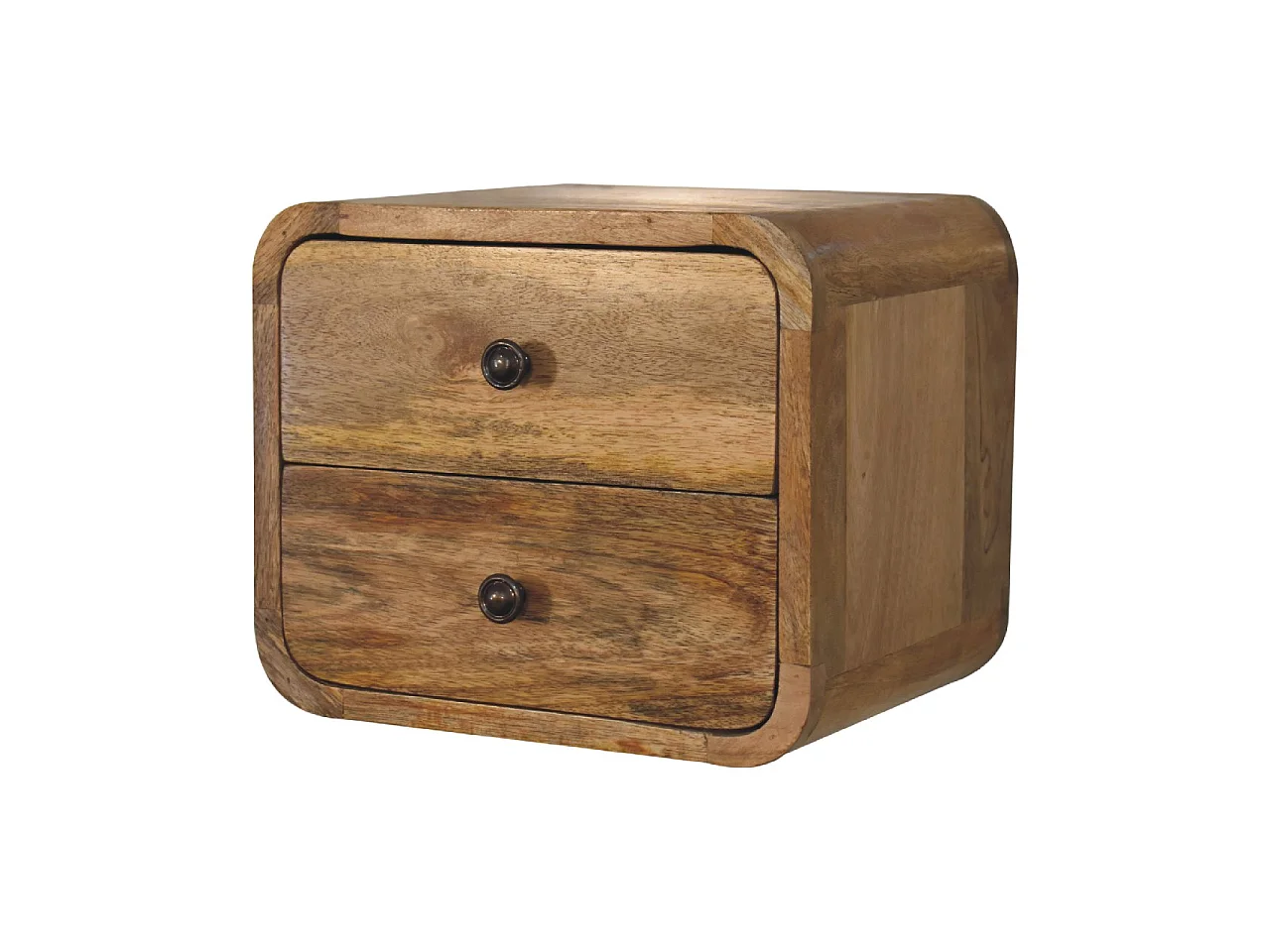 Mini curved floating oak-style bedside table