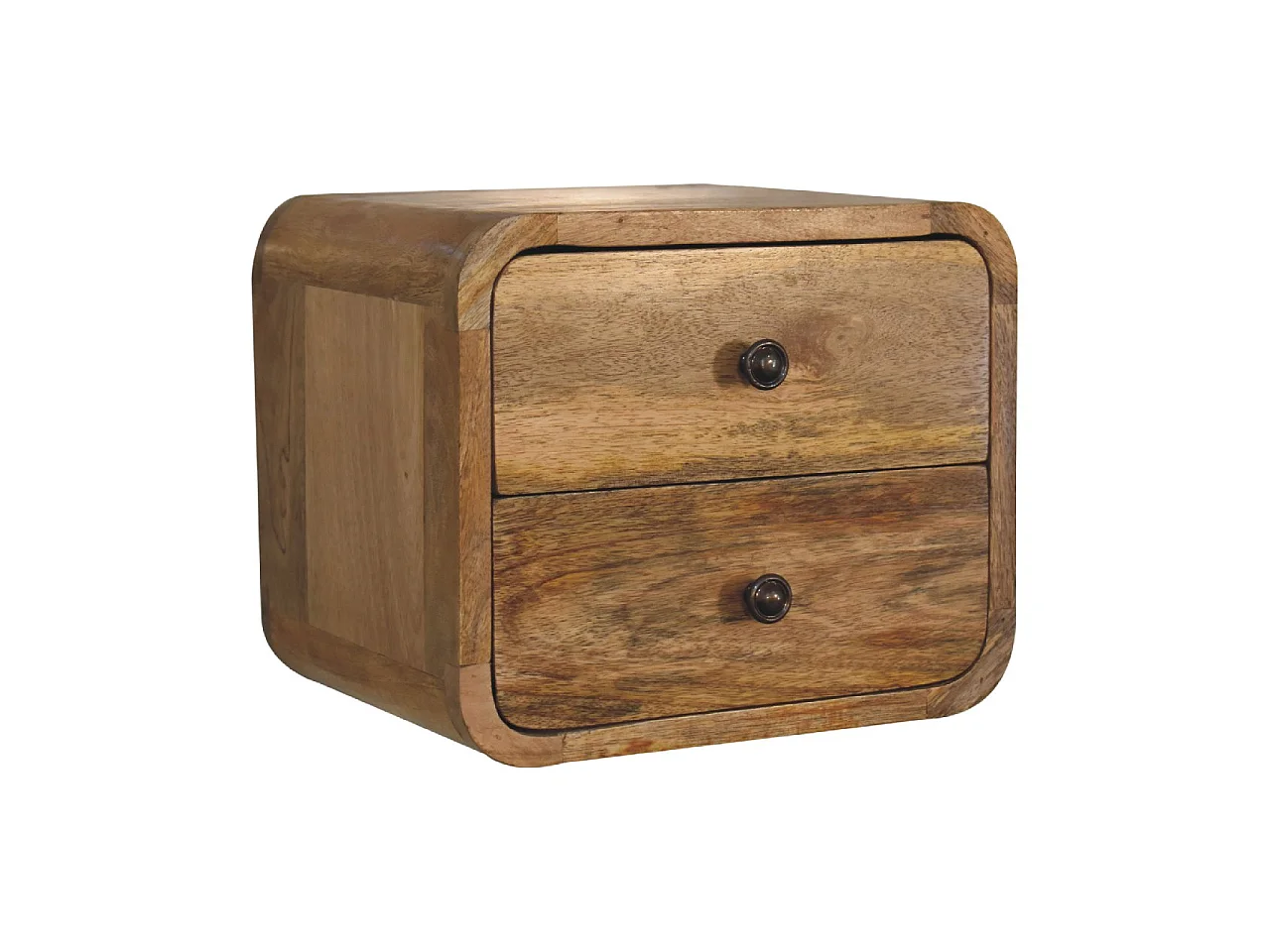 Mini curved floating oak-style bedside table