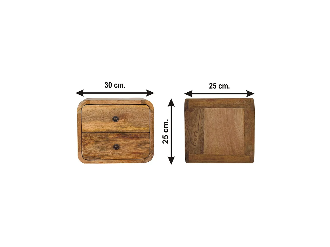 Mini curved floating oak-style bedside table
