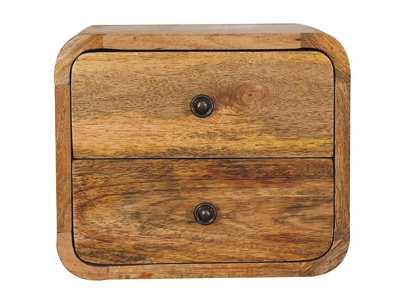 Artisan Furniture Massief Houten Mini Eiken-achtige Zwevende Nachtkast met Gebogen Ontwerp, Slaapkamer Nachtkastje