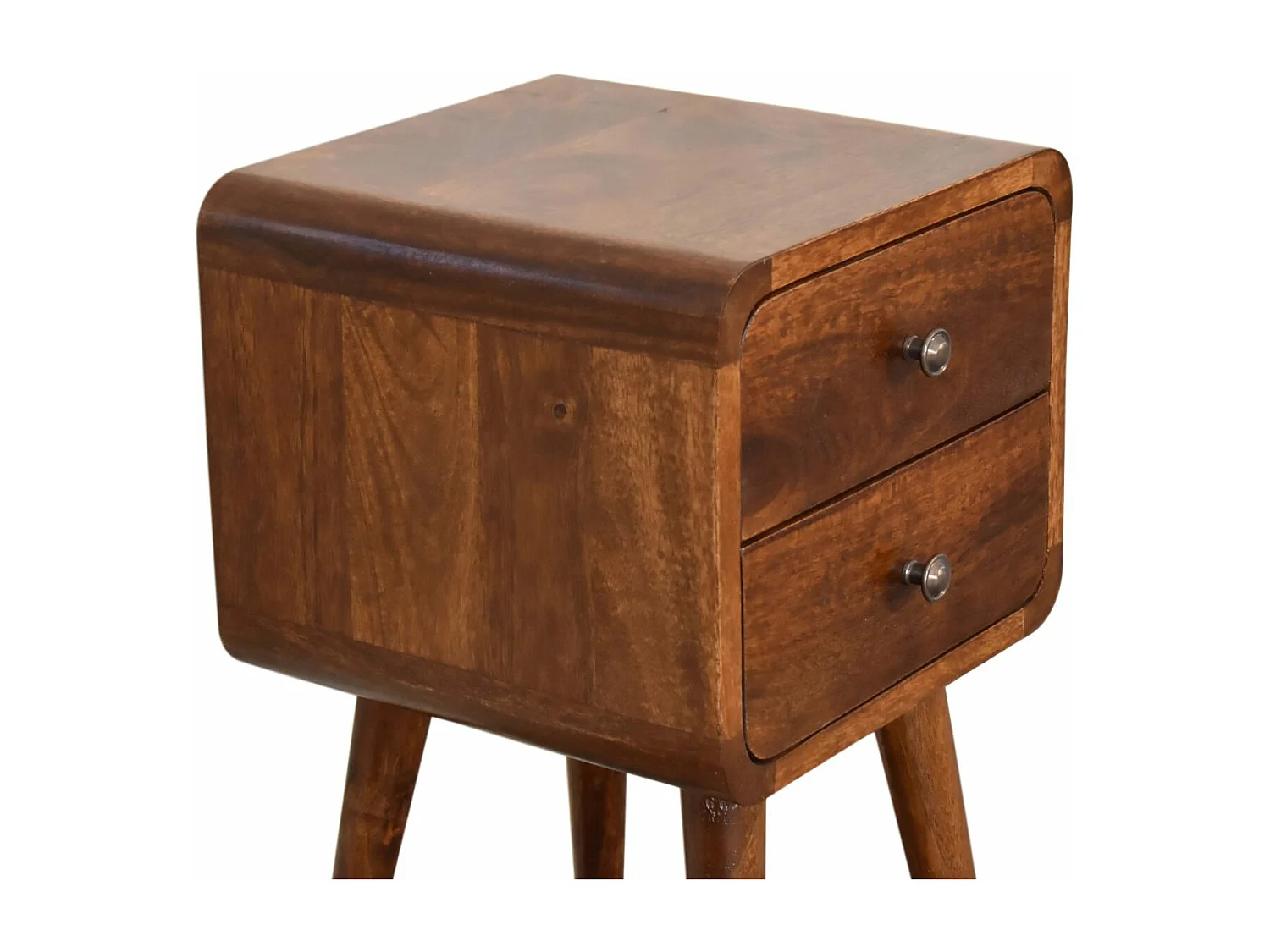 Mini Table de Chevet Courbée en Châtaignier.