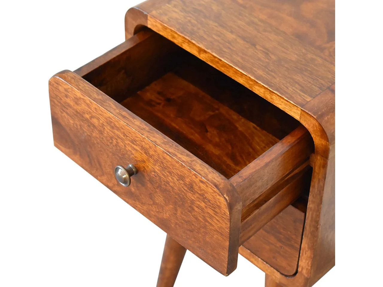 Mini Table de Chevet Courbée en Châtaignier.