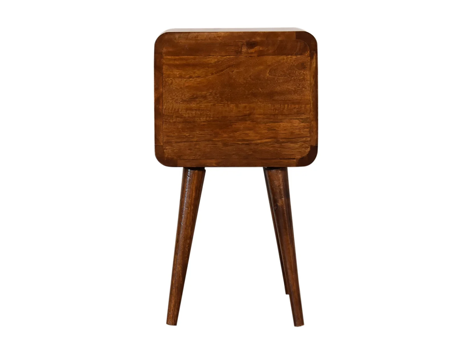 Table de chevet Mini courbée en châtaignier Artisan Furniture, 2 tiroirs, marron