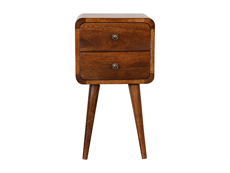 Szafka nocna Mini z drewna kasztanowego Artisan Furniture, 2 szuflady, brązowa