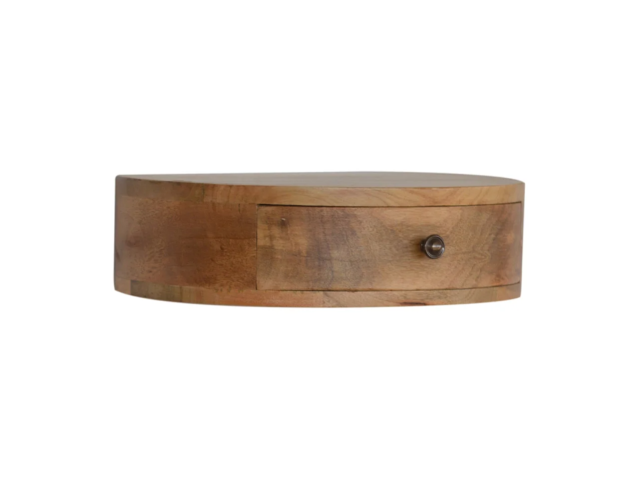 Ronde wandnachtkast van massief hout met 1 lade van Artisan Furniture, beige.