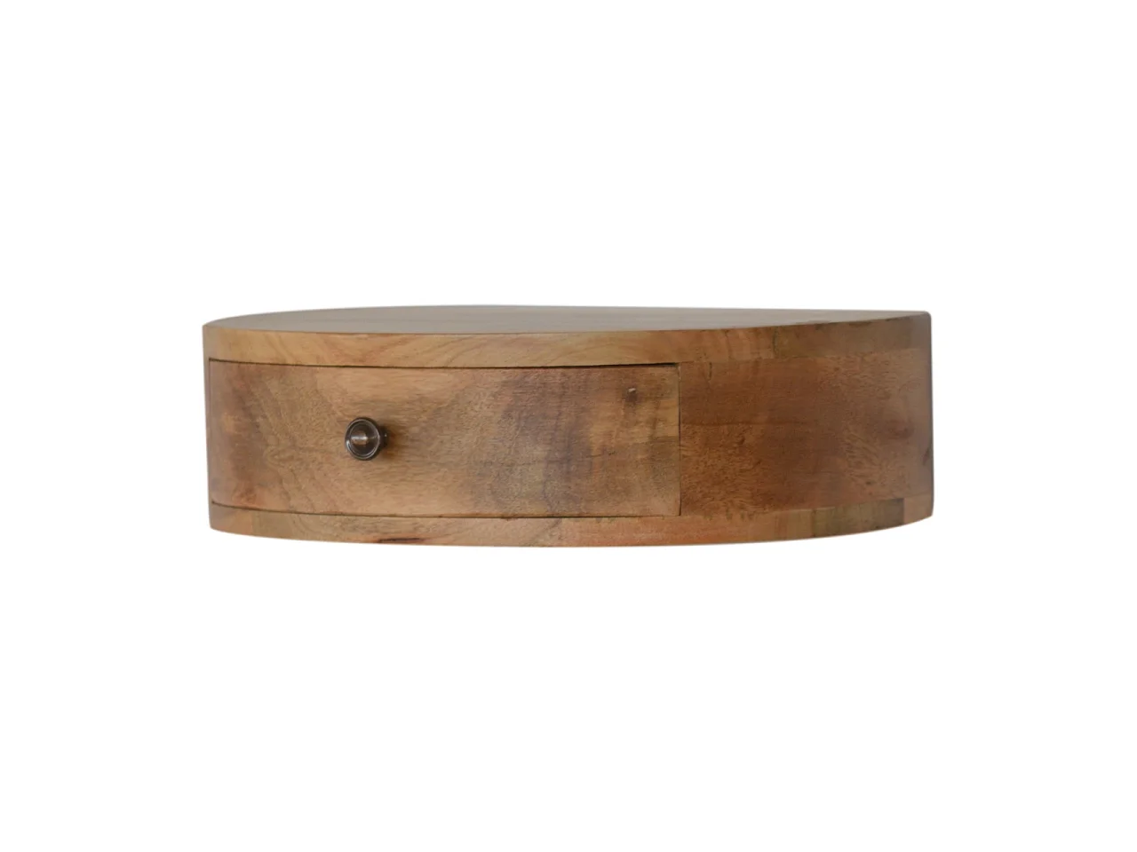 Ronde wandnachtkast van massief hout met 1 lade van Artisan Furniture, beige.