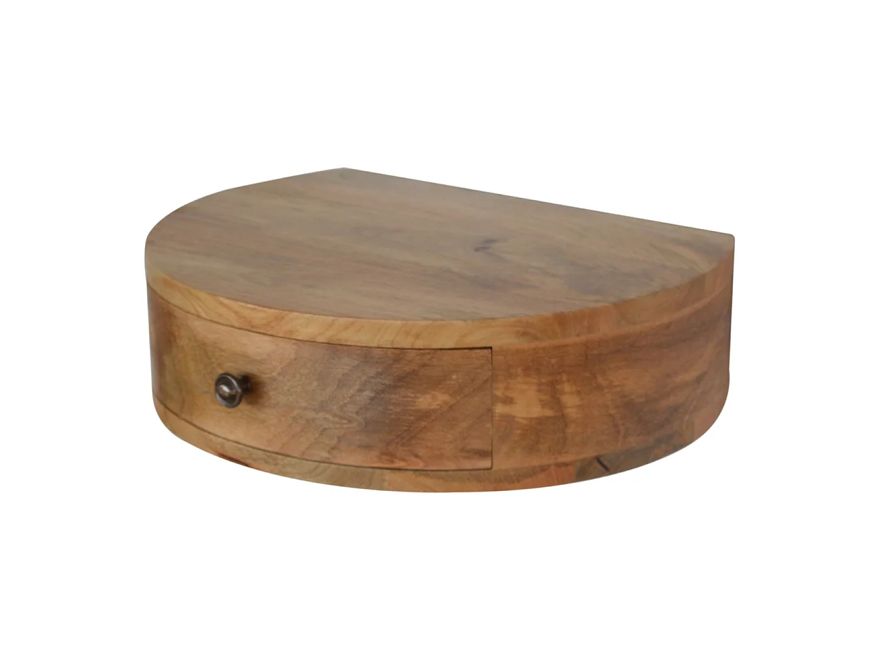 Ronde wandnachtkast van massief hout met 1 lade van Artisan Furniture, beige.
