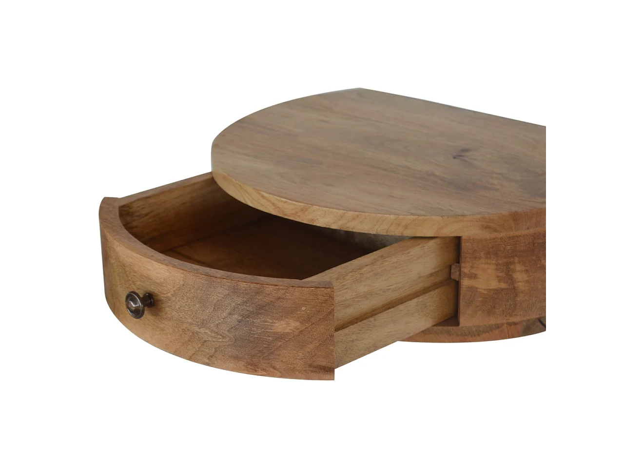 Ronde wandnachtkast van massief hout met 1 lade van Artisan Furniture, beige.