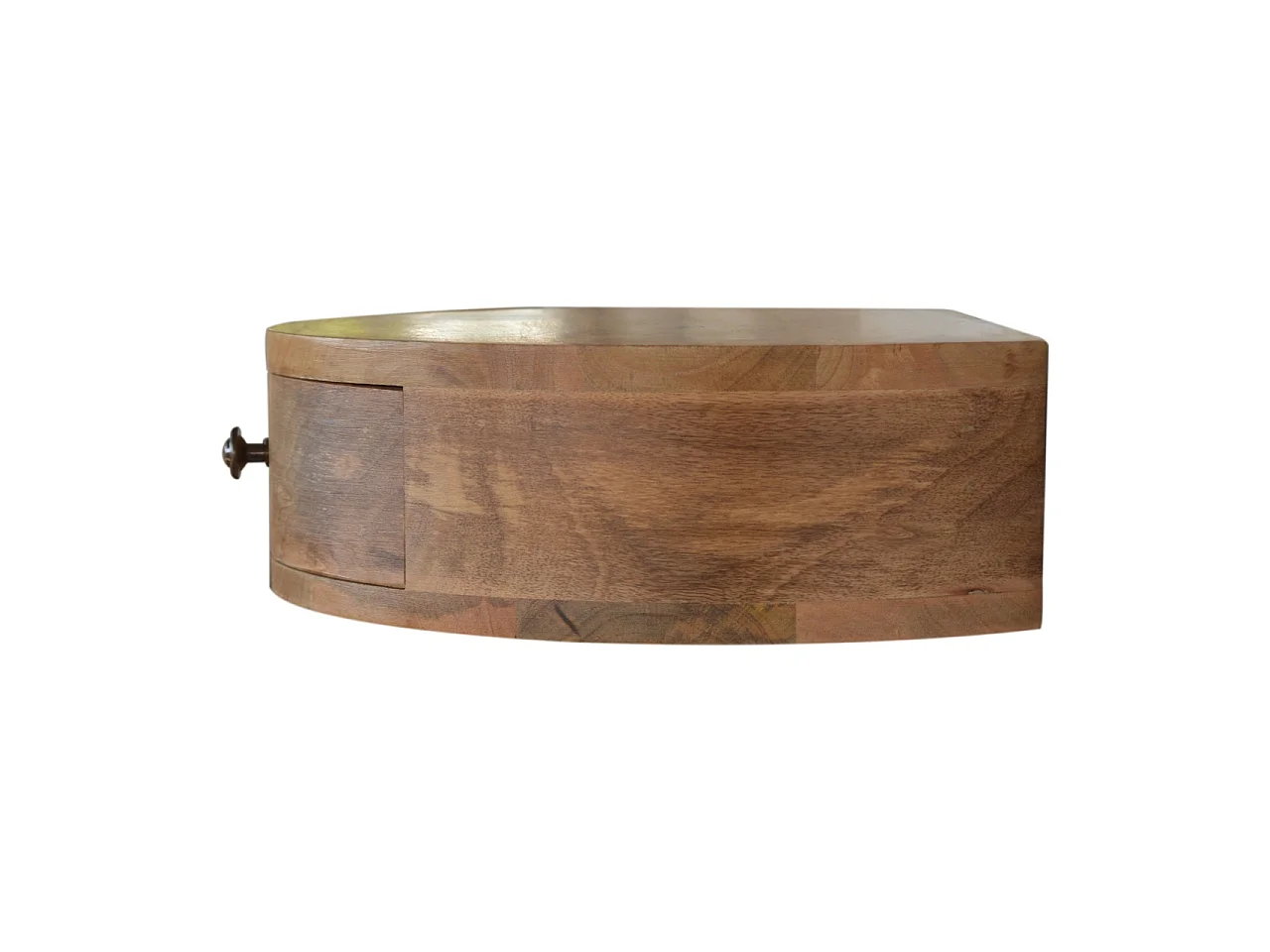Ronde wandnachtkast van massief hout met 1 lade van Artisan Furniture, beige.
