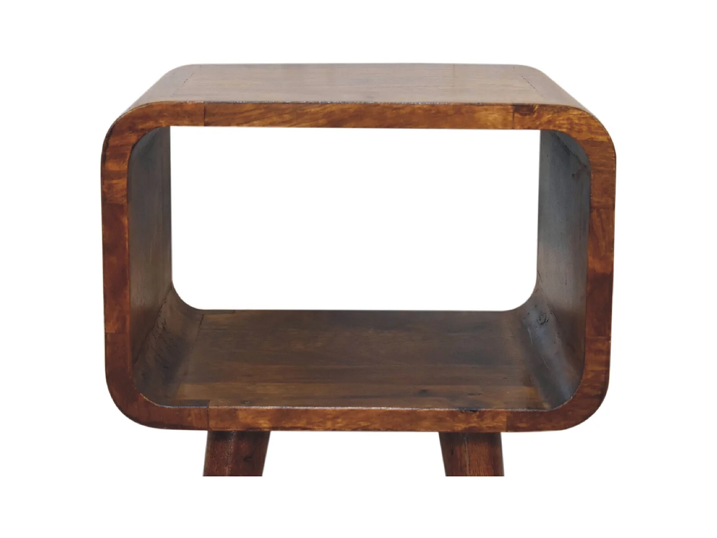 Artisan Furniture Massief Houten Mini Kastanje Gebogen Bedtafel, Slaapkamer Nachtkastje