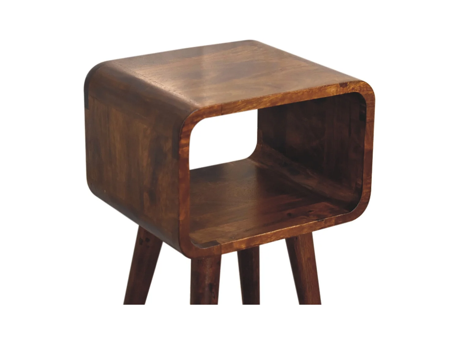 Artisan Furniture Massief Houten Mini Kastanje Gebogen Bedtafel, Slaapkamer Nachtkastje