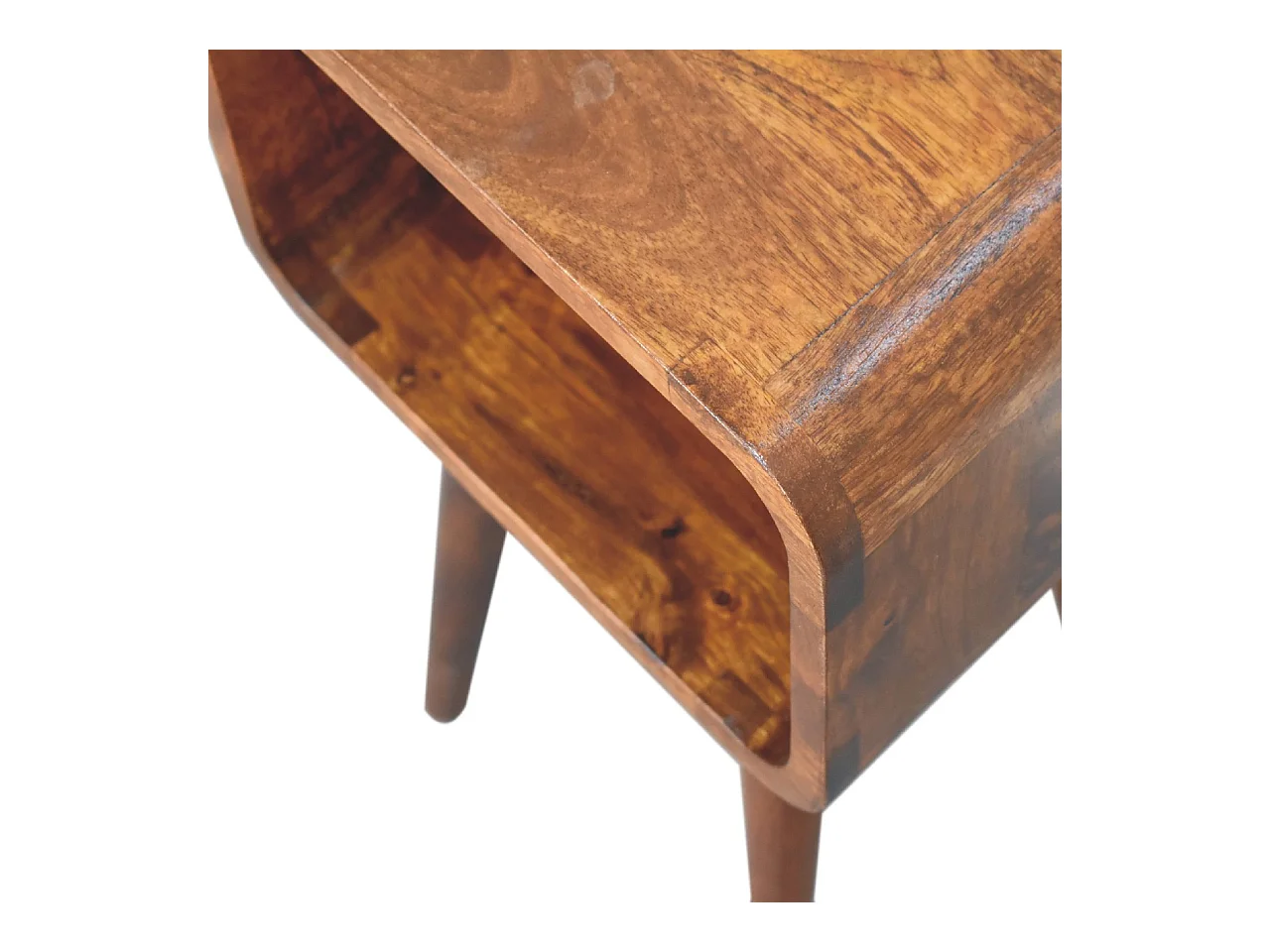 Artisan Furniture Massief Houten Mini Kastanje Gebogen Bedtafel, Slaapkamer Nachtkastje