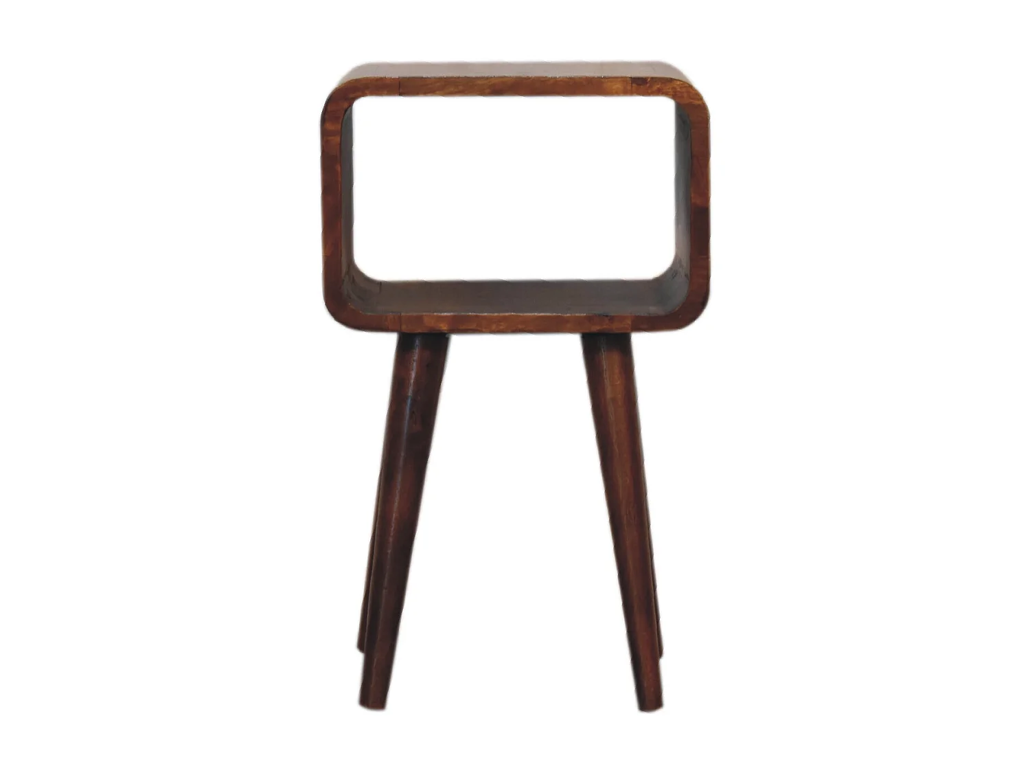 Artisan Furniture Solid Wood Mini Chestnut Curved Open Bedside, Brown, 1 Open Slot