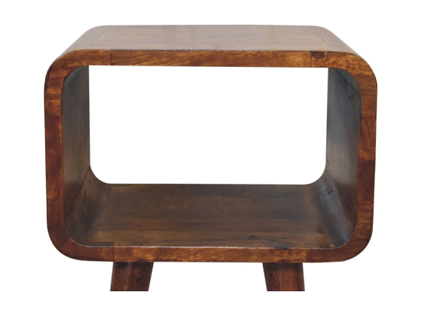 Artisan Furniture Solid Wood Mini Chestnut Curved Open Bedside, Brown, 1 Open Slot