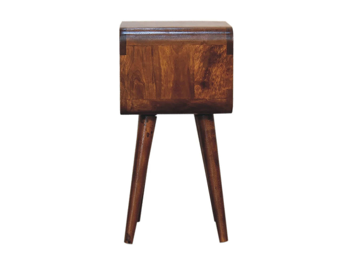 Artisan Furniture Solid Wood Mini Chestnut Curved Open Bedside, Brown, 1 Open Slot
