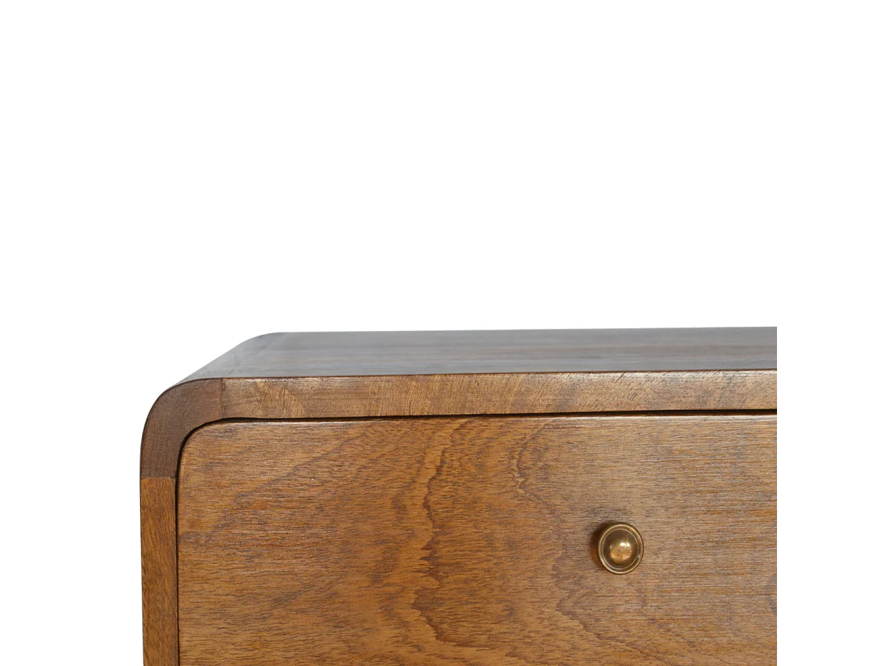 Table de chevet flottante courbée en châtaignier Artisan Furniture, 2 tiroirs, marron clair