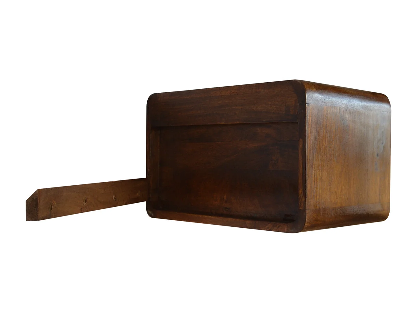 Table de chevet flottante courbée en châtaignier Artisan Furniture, 2 tiroirs, marron clair