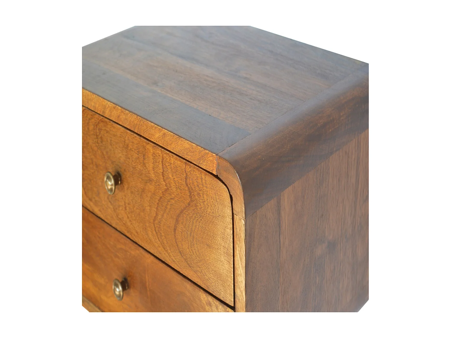 Geschwungener schwebender Nachttisch aus Kastanienholz von Artisan Furniture, 2 Schubladen, hellbraun