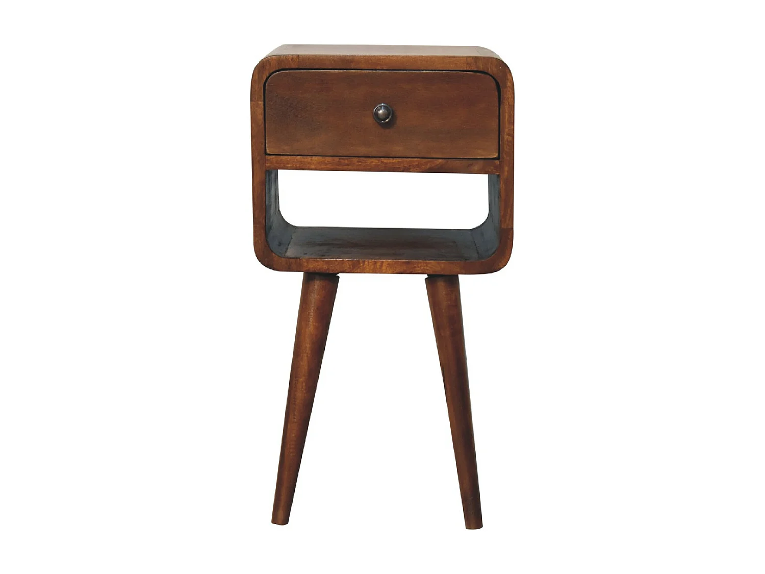 Artisan Furniture Solid Wood Mini Chestnut Curve Lower Bedside, 1 Drawer, 1 Open-Slot, Brown