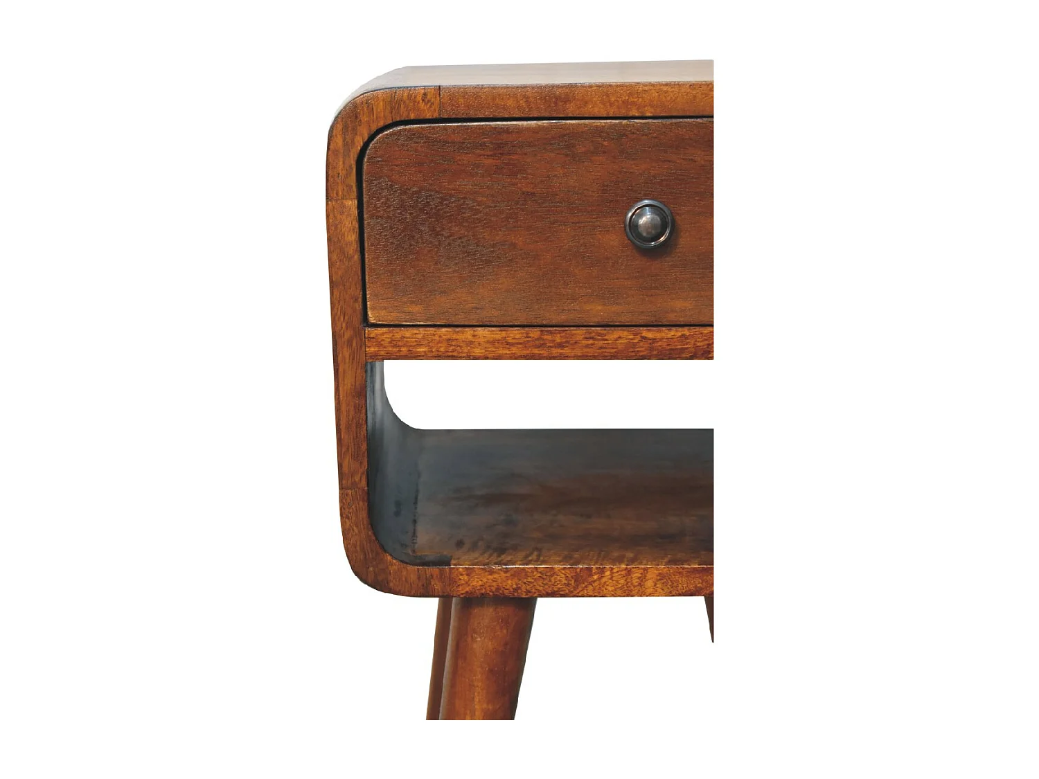 Artisan Furniture Solid Wood Mini Chestnut Curve Lower Bedside, 1 Drawer, 1 Open-Slot, Brown