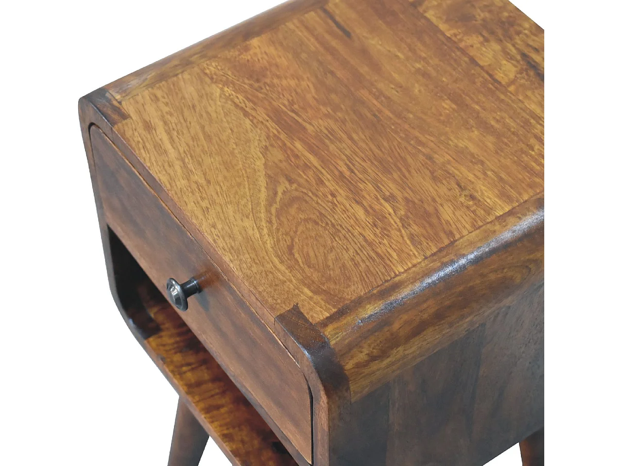 Artisan Furniture Solid Wood Mini Chestnut Curve Lower Bedside, 1 Drawer, 1 Open-Slot, Brown