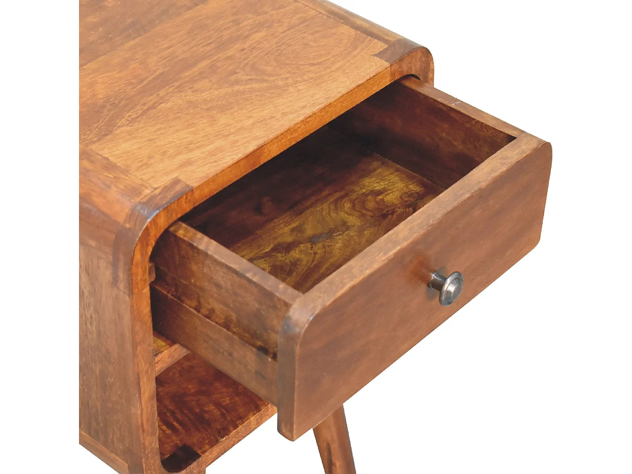 Artisan Furniture Solid Wood Mini Chestnut Curve Lower Bedside, 1 Drawer, 1 Open-Slot, Brown