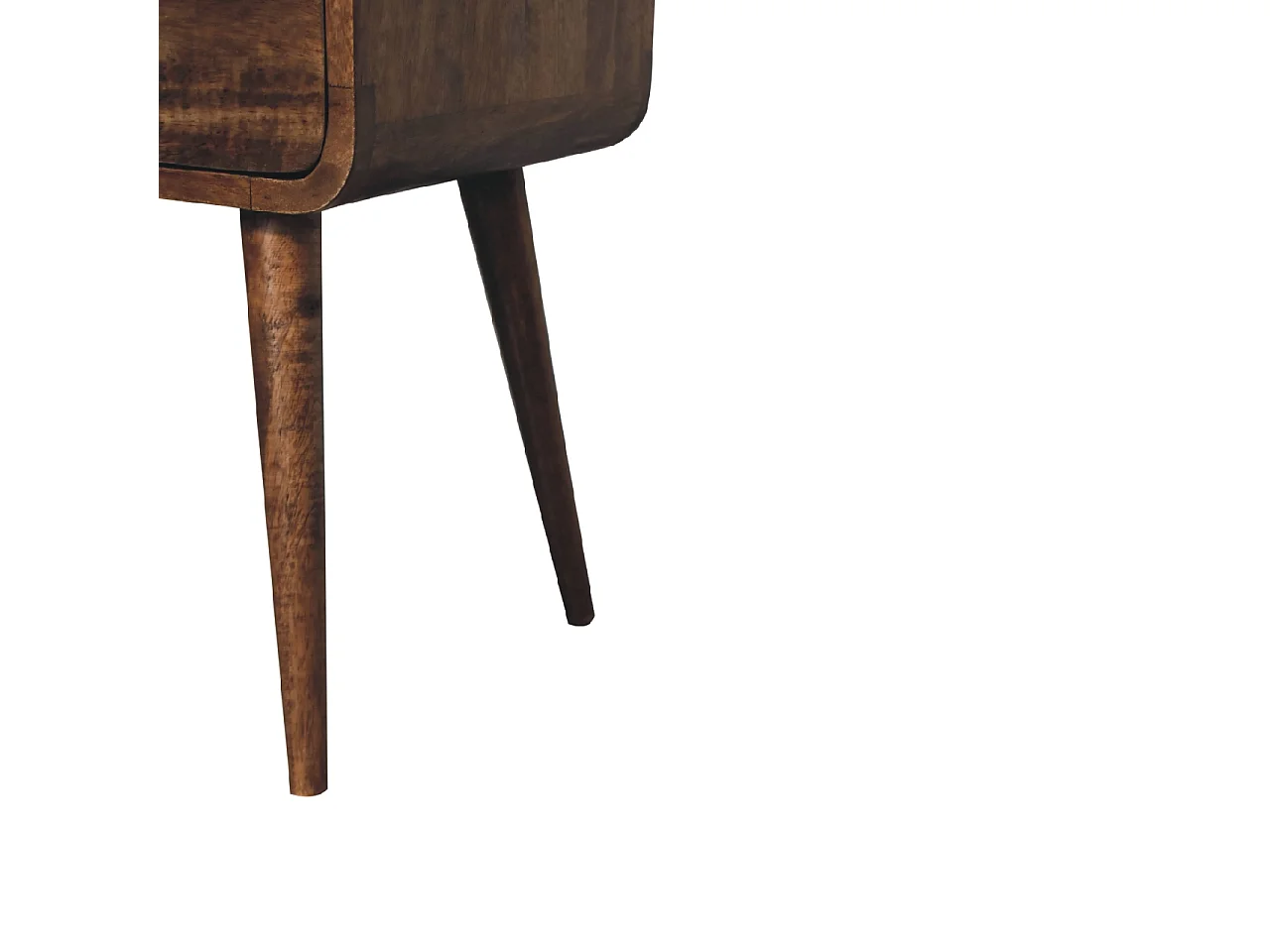 Artisan Furniture Mini szara myta otwarta szafka nocna z zakrzywionym wzorem, sypialnia