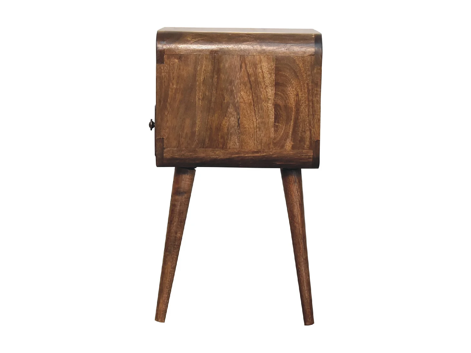 Artisan Furniture Mini szara myta otwarta szafka nocna z zakrzywionym wzorem, sypialnia